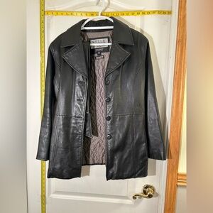 WILSONS Black Leather Jacket Pelle Studio Button Up Thinsulate Women’s M